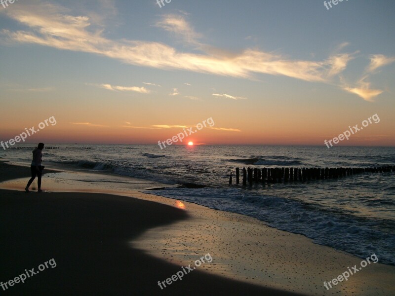 Sea West The Sun Clouds Water