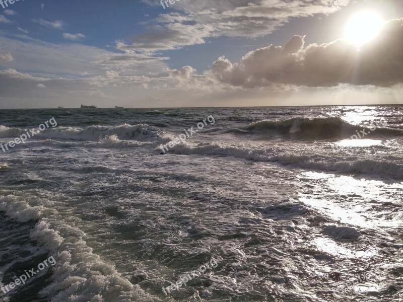 Leghorn Waves Terrace Sea Clouds