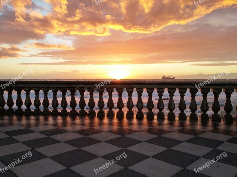 Leghorn Sunset Terrace Balustrade Free Photos