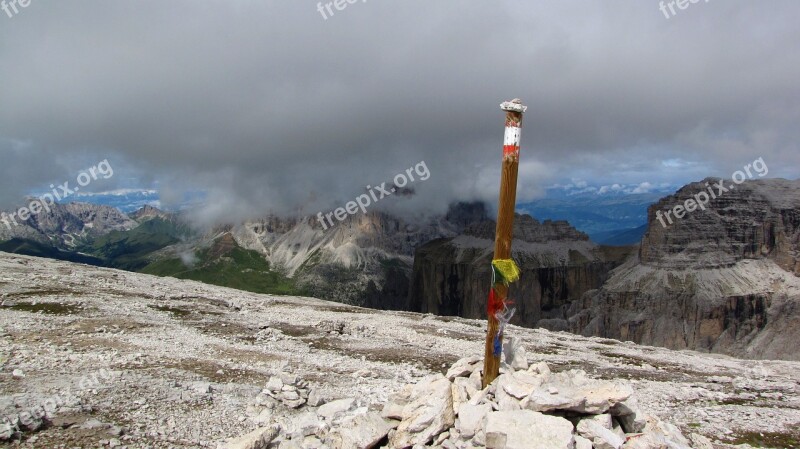 Dolomites Sass Pordoi Clouds Grey Wood Plug