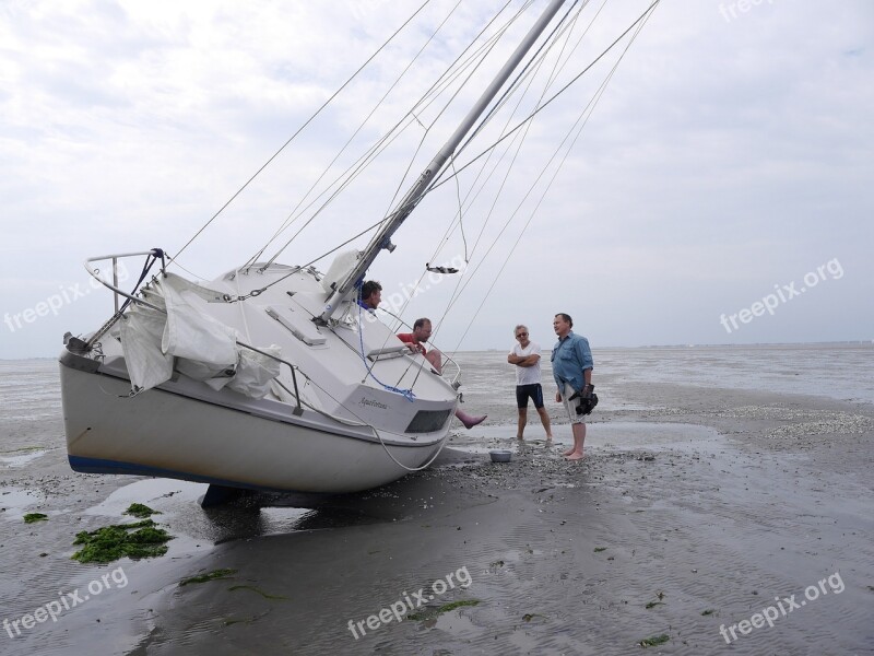 Sailing Boat Wadden Sea Dry Fall Free Photos