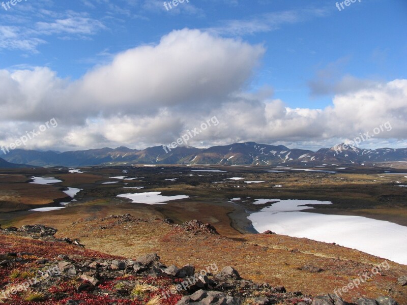 Mountain Plateau Tundra Autumn Fall Colors Clear Day