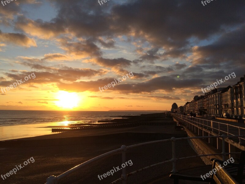 Sunset Coastline Sussex Uk England