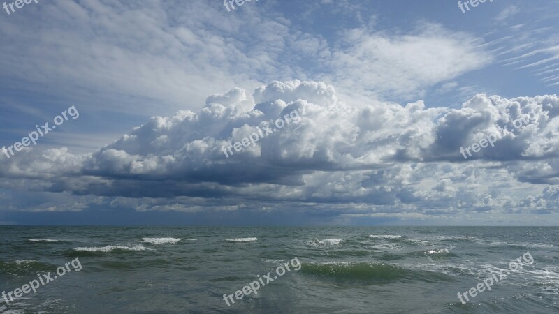 Cumulus Clouds Sea Wind Weather Sky