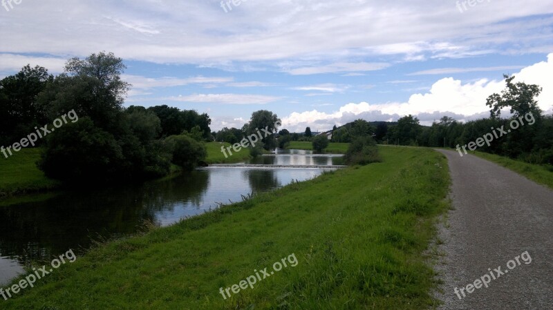 River Bruckmühl Mangfall Bank Dike