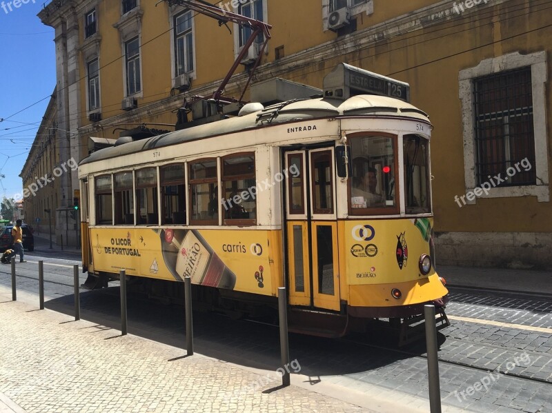 Old Lisbon Rail Traffic Tram Nostalgia