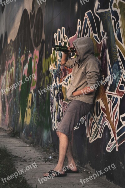 Man Guy On The Street Graffiti Graffiti Wall