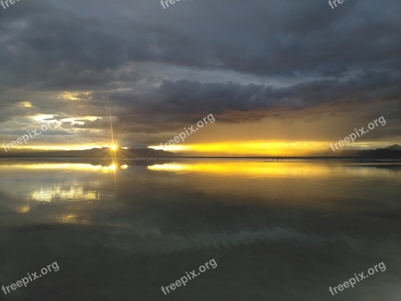 Chaka Salt Lake Sky Mirror Sunset Free Photos