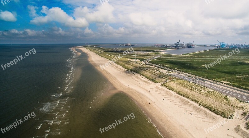 Sea Beach Industry Clouds Sand