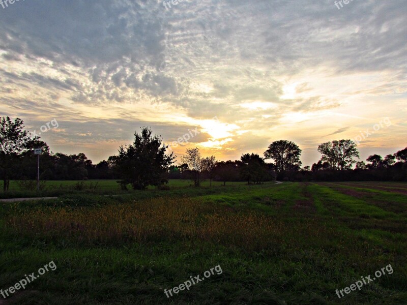 Field Meadow Evening The Colour Of The Nature