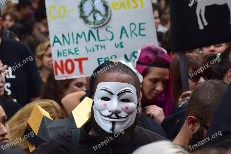 Rally March Sign Protester Mask