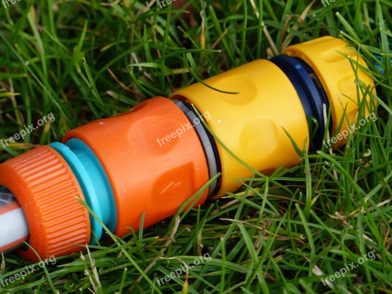 Hose Couplings Colors Grass Garden Water Hose