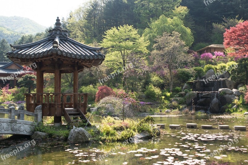 Pavilion Korean Traditional Architecture Water