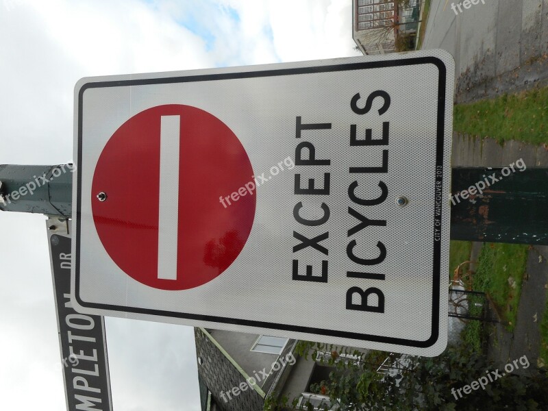 No Entry Bicycles Sign Road Bike