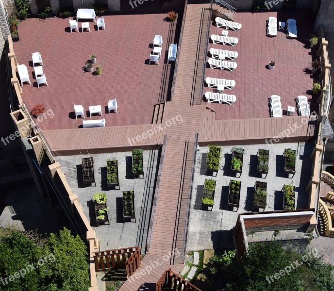 Bird's Eye View Roof Terrace Concerns Flower Boxes Free Photos