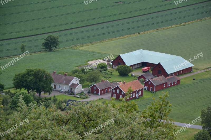 Sverige Sweden Homestead Panorama Landscape