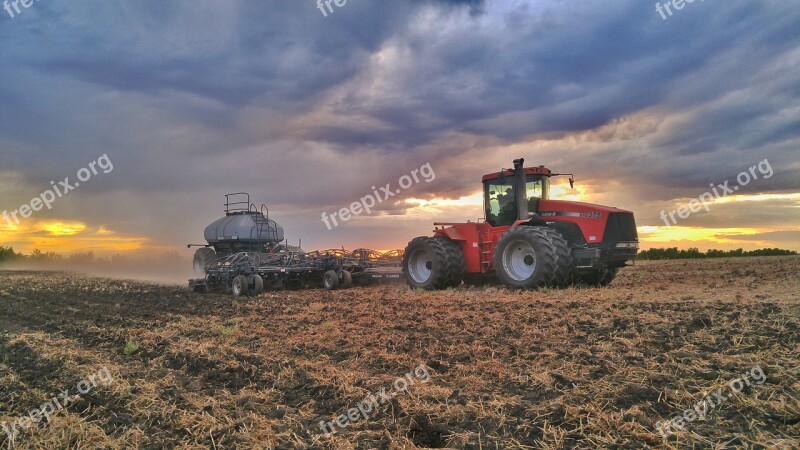 Sunset Clouds Tractor Planter Seeder