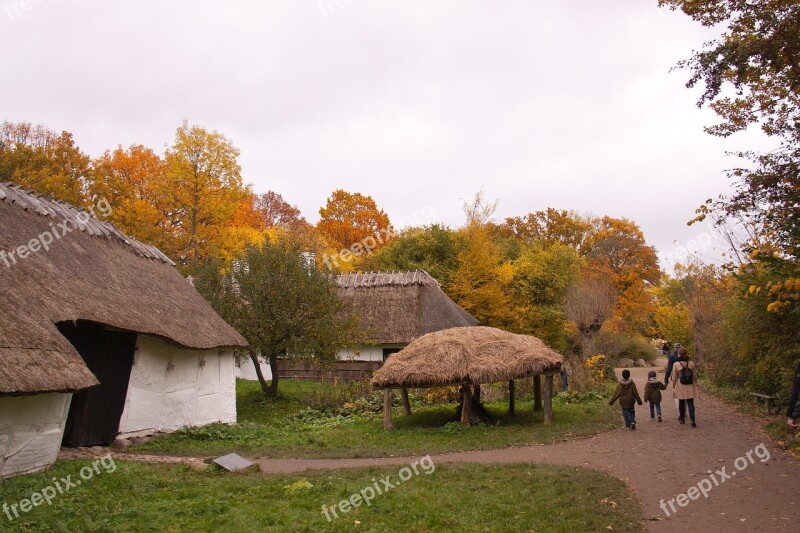 The Open-air Museum Farm Skewed Thatched Roofs Hay