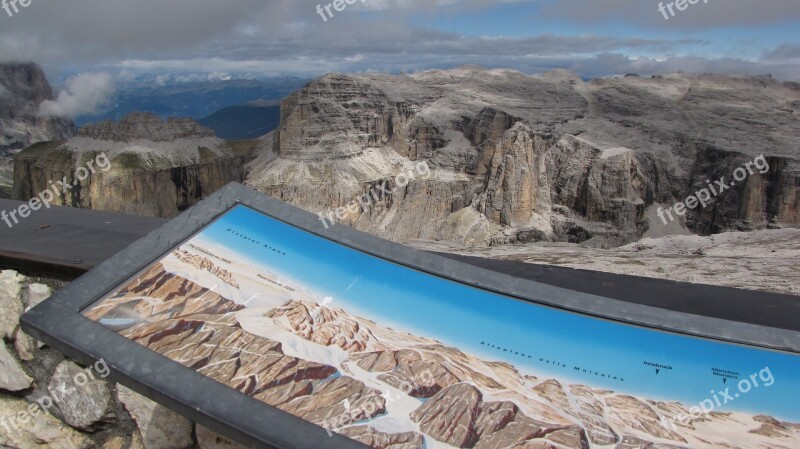 Dolomites Sass Pordoi Sella Ronda Wallchart Mountains