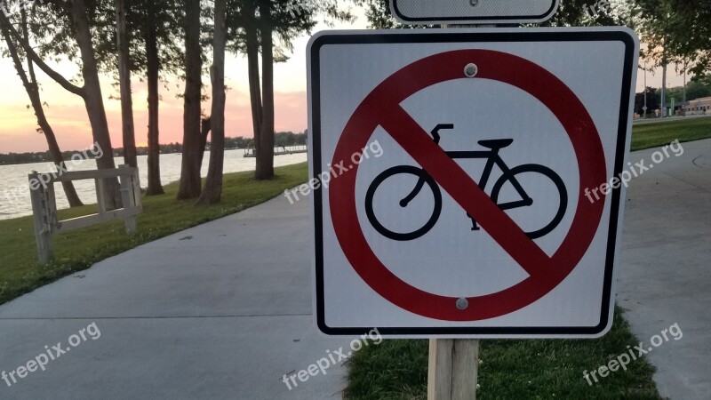 Public Sign Michigan Lake Sunset Lakefront