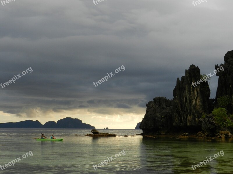 Sunset Sunrise Philippines Island Boat