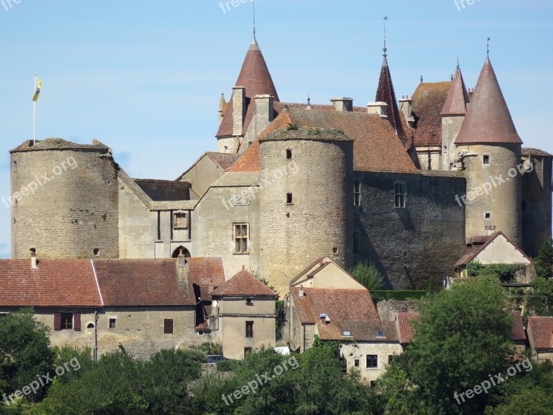 Chateauneuf-en-auxois Castle Middle Ages Medieval Stone Wall