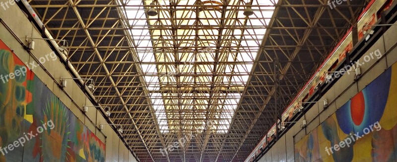 Art Ceiling Subway Station São Paulo Sp