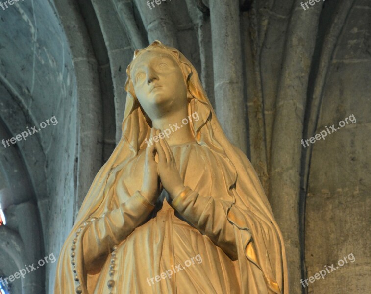 Statue Holy Virgin Mary Religious Figure Cathedral Of Dol De Bretagne