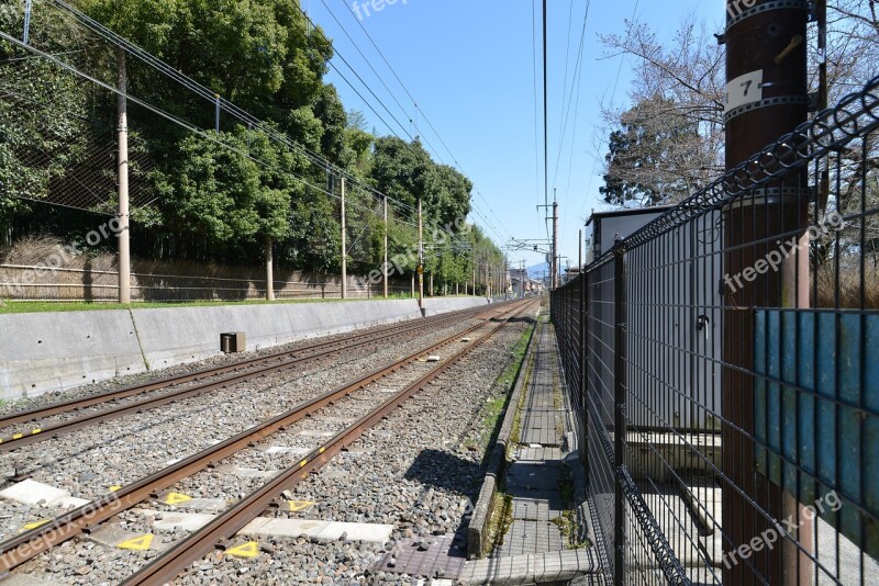 Railway The Railroad Line Diagonal Fence Country Road