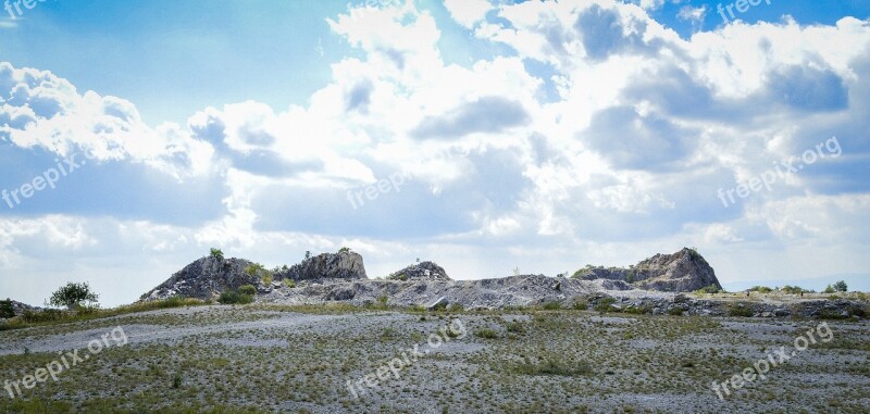 Quarry Blue Sky Landscape Rock