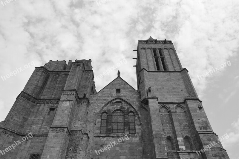 Cathedral Dol De Bretagne Photo Black White Architecture Religious Monuments