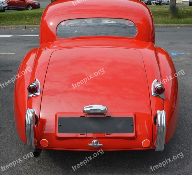 Car Collection Red Bodywork Trunk Old Car Automobile