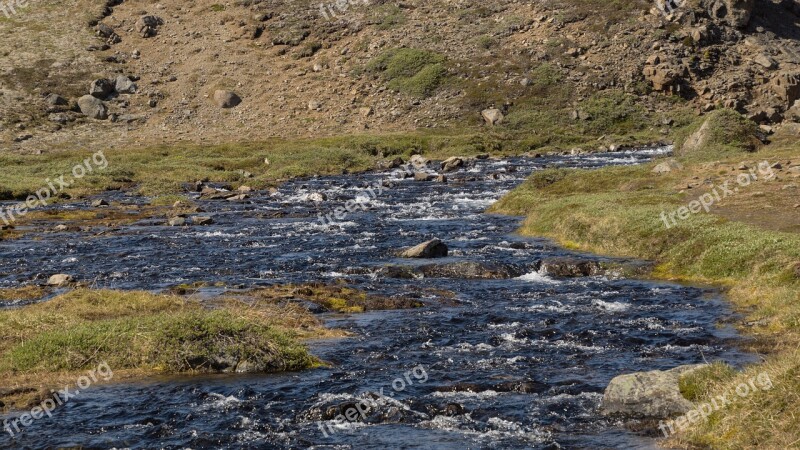 River Water Splashing Rolling Landscape