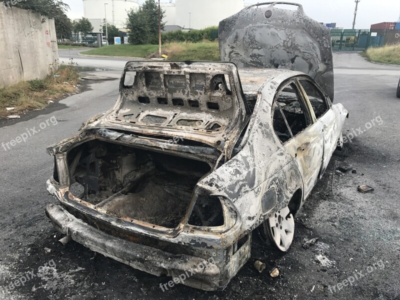 Auto Brand Old Car Vehicle Burned Out