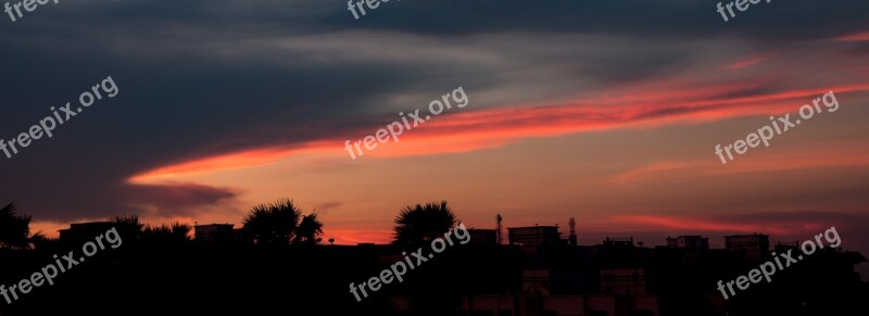 Sunset Sky Red Sky Nature Landscape