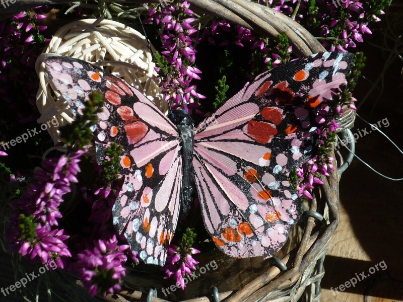 Flower Arrangement Floristry Butterfly With Heath-flowers Pink