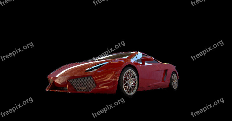 Lamborghini Auto Red Isolated Sports Car