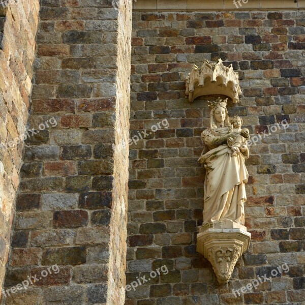 Facade Church Wall Statue Holy Virgin Wall Religious Character