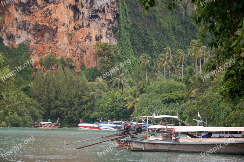 Longtail Boat Krabi Railay Beach Thailand Free Photos