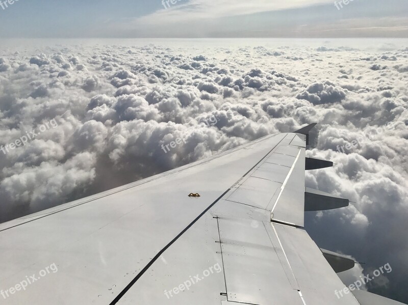 Aircraft Clouds Sky Flying Aviation