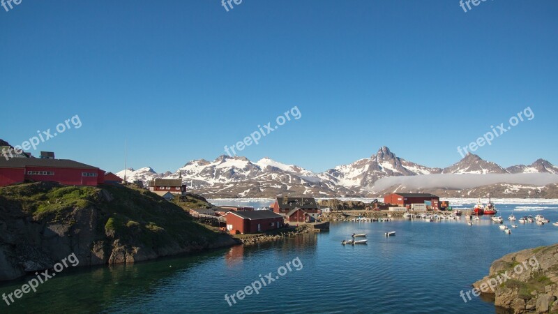 Port Harbor Greenland Mountain Ice