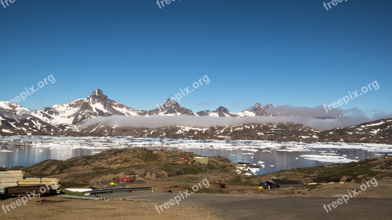 Helipad Helicopter Greenland Mountain Snow