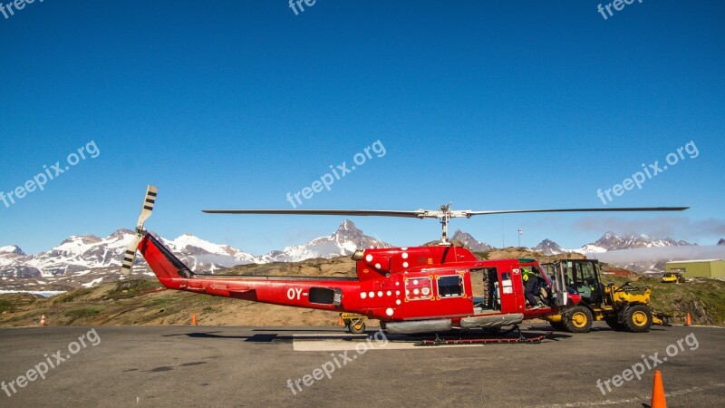 Helicopter Red Helipad Flight Transport