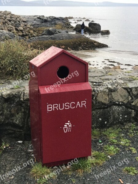 Ireland Summer Coast Garbage Can Sea