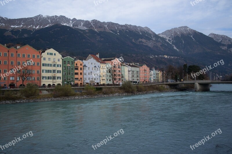 Innsbruck Tyrol River Mountains Snow