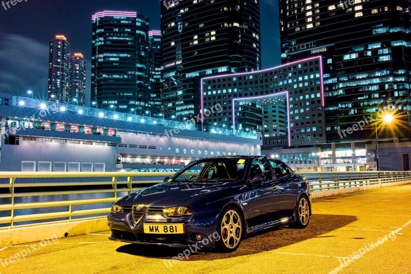 Alfa Romeo Night Scene Hongkong Harbour City Car