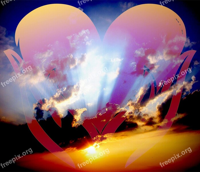 Heart Clouds Love Symbol Sky