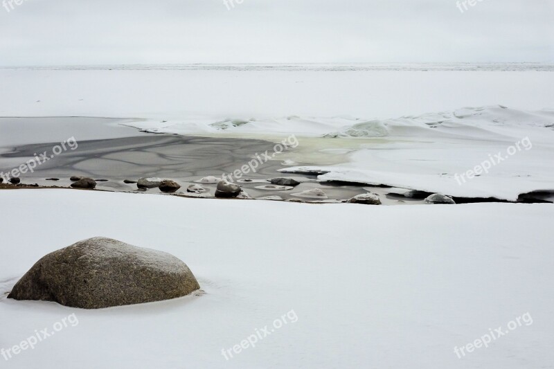 Winter Bay Ice Snow Gulf Of Finland