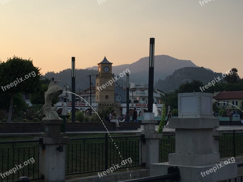 Marmaris Fountain Picture Water Sunset