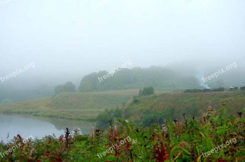 Morning Lake Fog Drizzle Summer